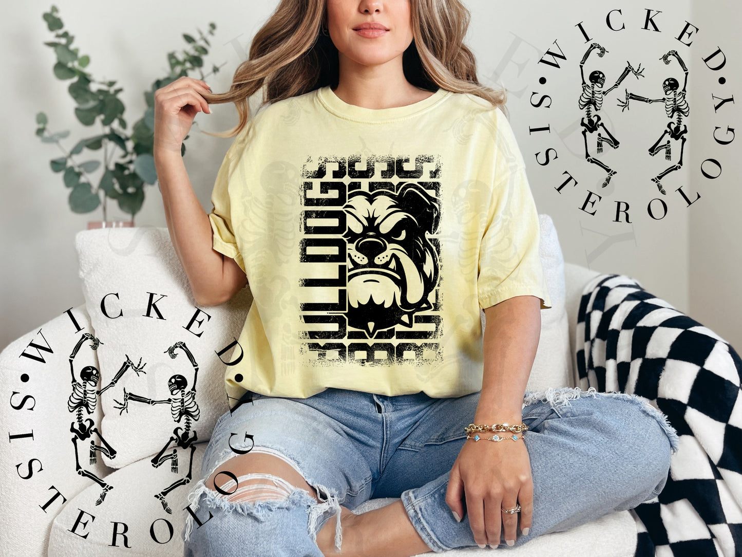 Bulldog Distressed Face