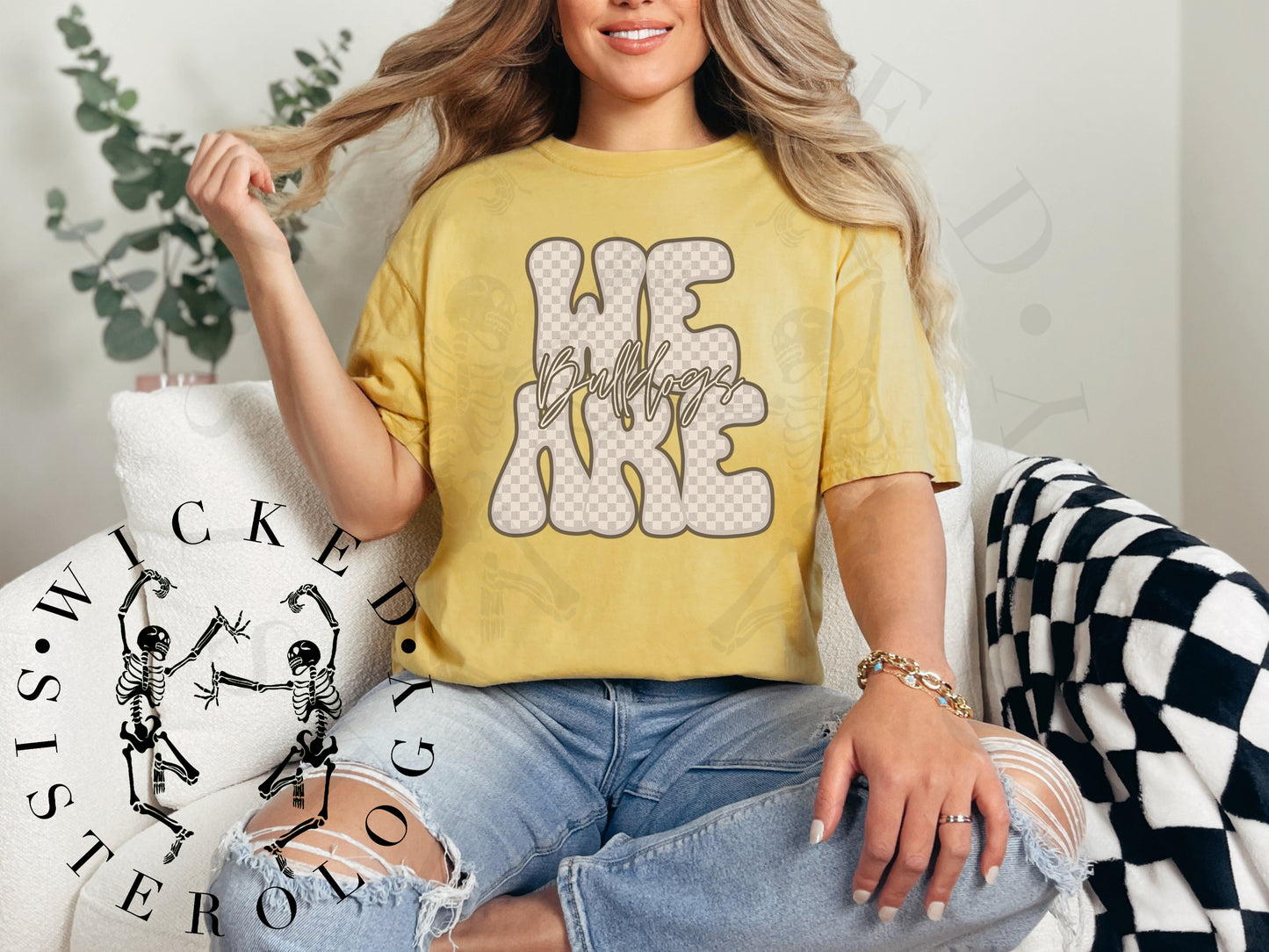 We Are Bulldogs Checkered Bow